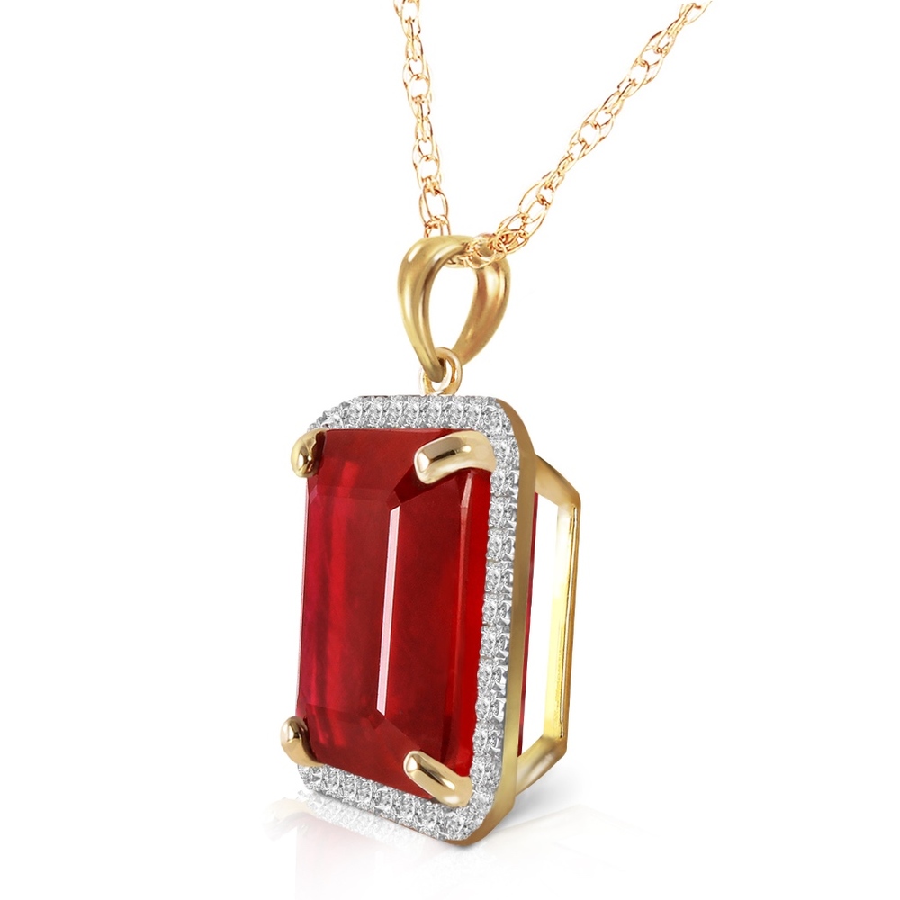 14K. SOLID GOLD NECKLACE  NATURAL DIAMONDS & RUBY - Picture 2 of 6